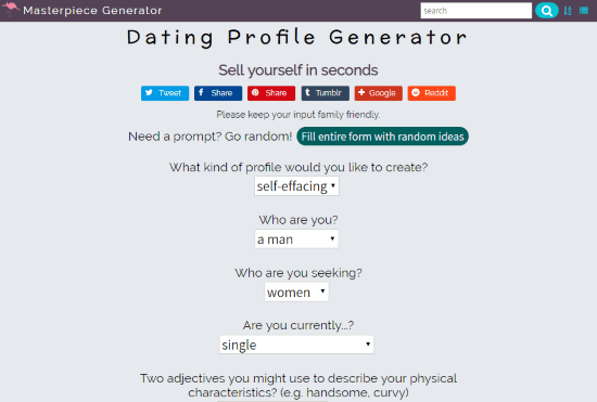 online dating profile generator