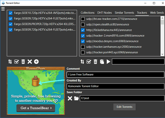 Free Batch Torrent File Editor Software for Windows with DHT Support
