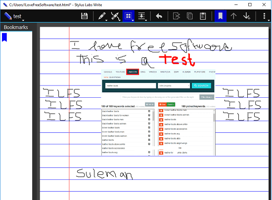 Free Handwriting Based Word Processor Software for Windows