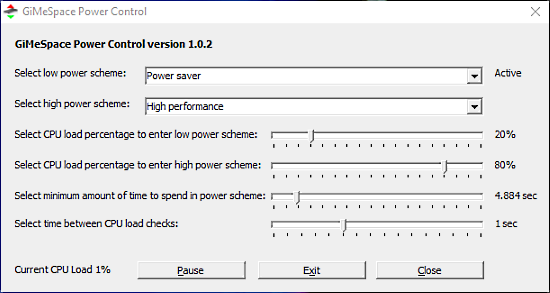 automatically change power plan based on CPU load