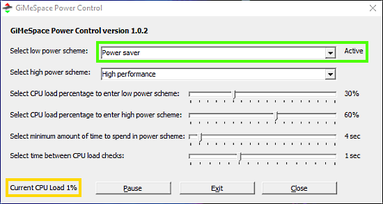 automatically change power plan based on CPU load