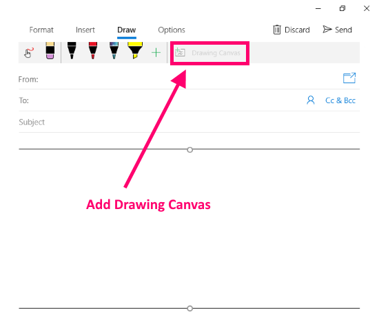 Draw in Mail app on WIndows 10