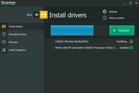 driver installation in progress