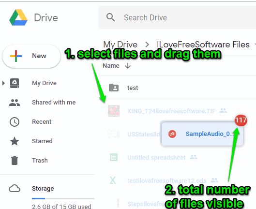 select files and drag them