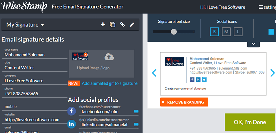 wise stamp free email signature generator