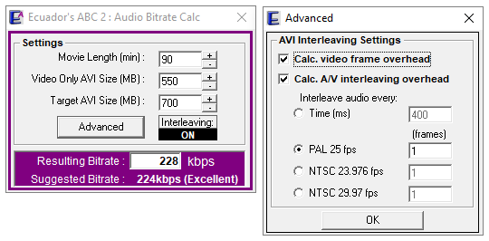 Ecuador audio bitrate calculator software