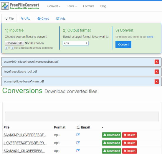 FreeFileConvert pdf to eps