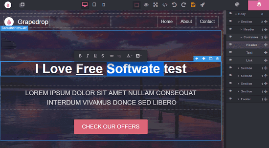 GrapeDrop free web page builder