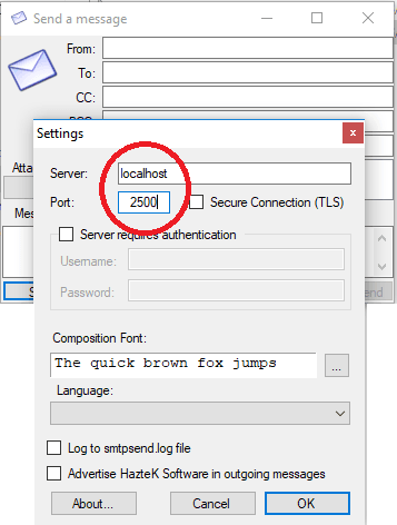 SMTP Mail Sender settings
