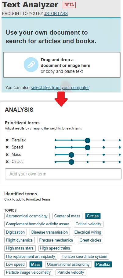 Text Analyzer specify paper's text