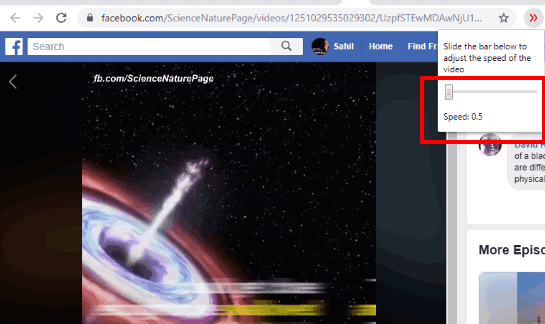 use facebook video speed slider
