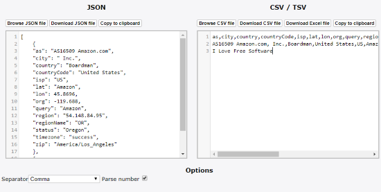 ExtendsClass JSON to Excel converter