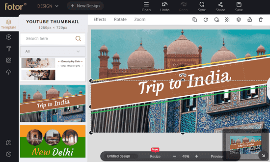 Fotor Free YouTube thumbnail maker