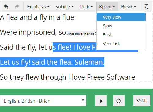 SSML Editor customize speech