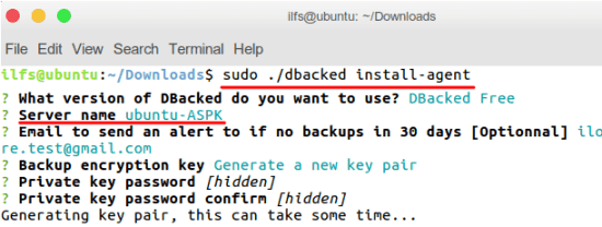 bbacked installation key and server