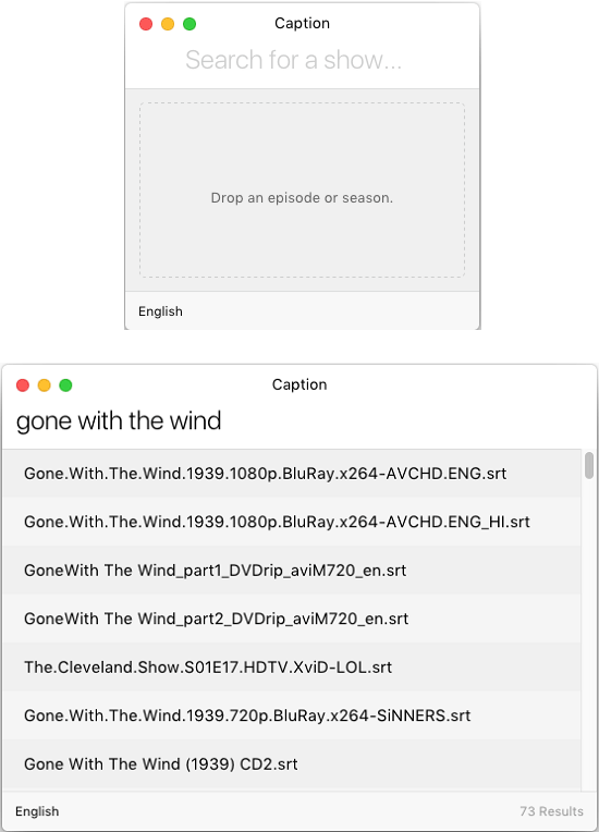 Caption free movie and tv show subtitle downloader for MAC