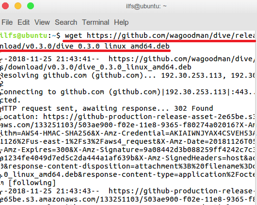 Download Dive in Ubuntu using Wget