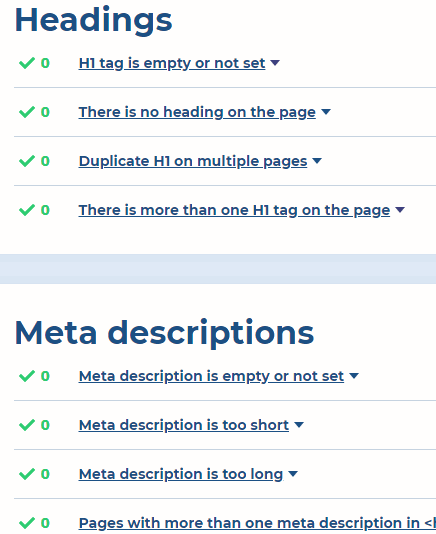 Headings and meta description