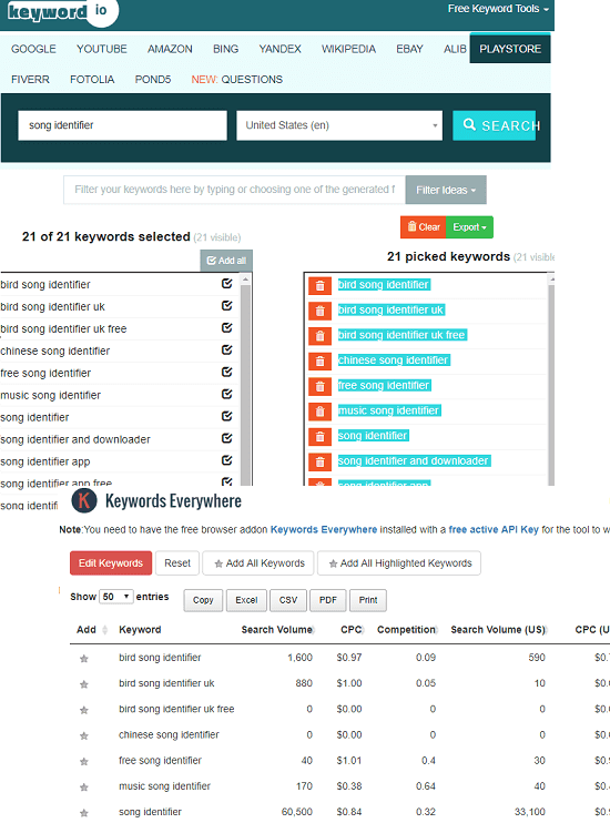 Keyword.io aso keyword research tool