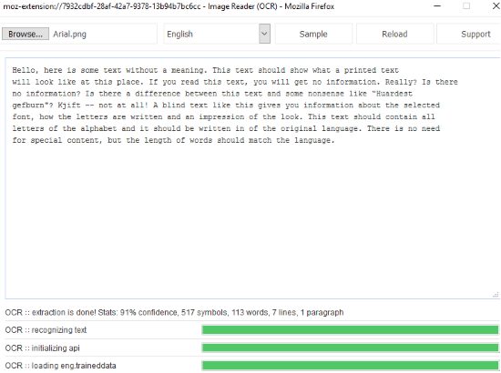 OCR image reader interface