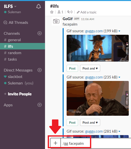 Search GIFs in Slack GoGifApp