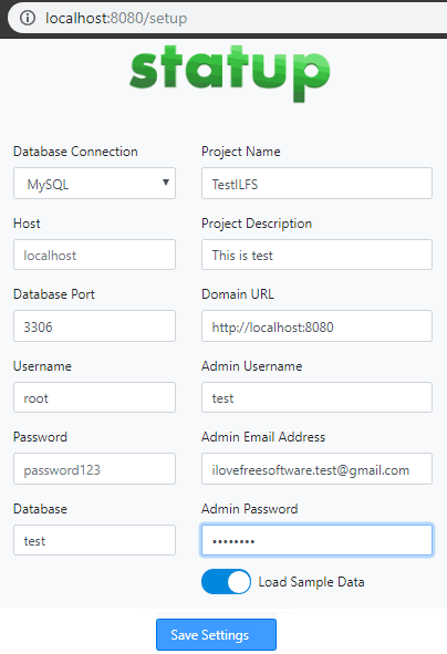 Statup configuration