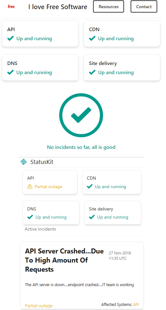 StatusKit by Netlify free status page