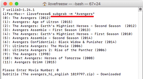 Subgrab downloading subtitles in action