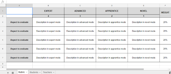 Rubric Template