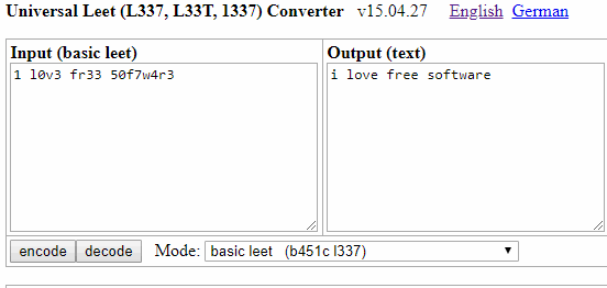 Universal Leet- interface