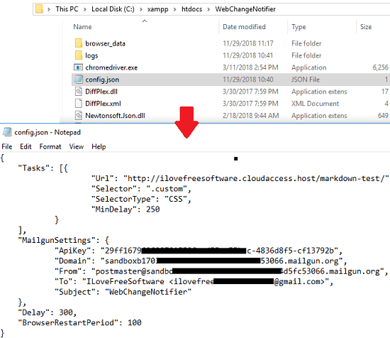 WebChangeNotifier configuration file