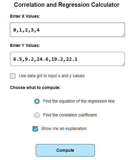 calculate linear regression online