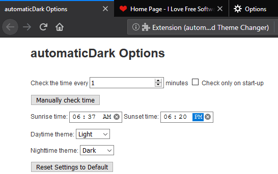 configure the options