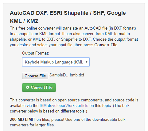 convert dxf to kml online