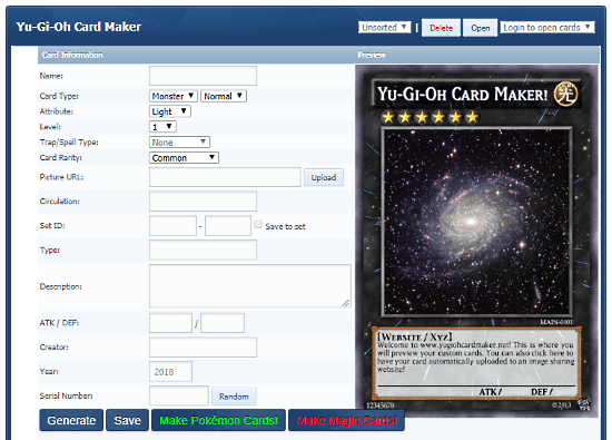 free online yugioh card maker