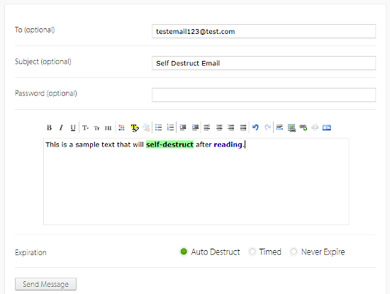 send auto self-destruct emails free