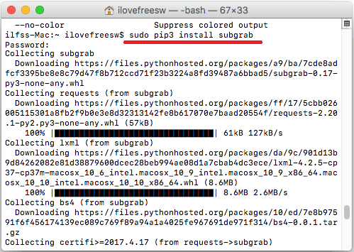 subgrab pip install mac
