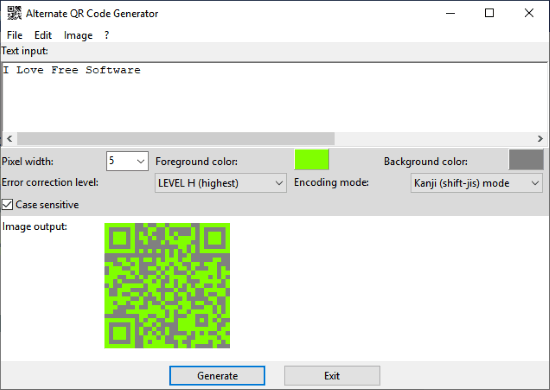 Alternate QR Code Generator Interface