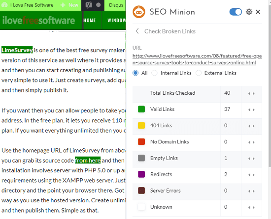 Broken Links Analyzer SEO Minion