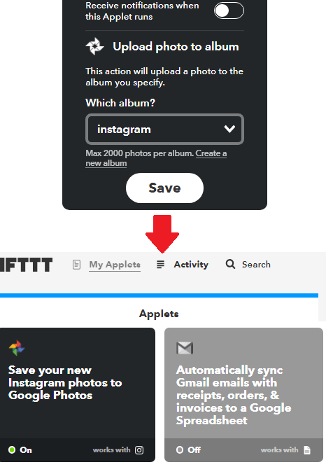 Ifttt applet running