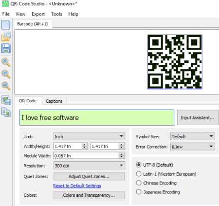 QR-Code Studio interface