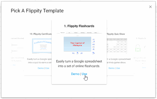 Use Flashcard template