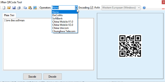 XRen QRCode Tool interface