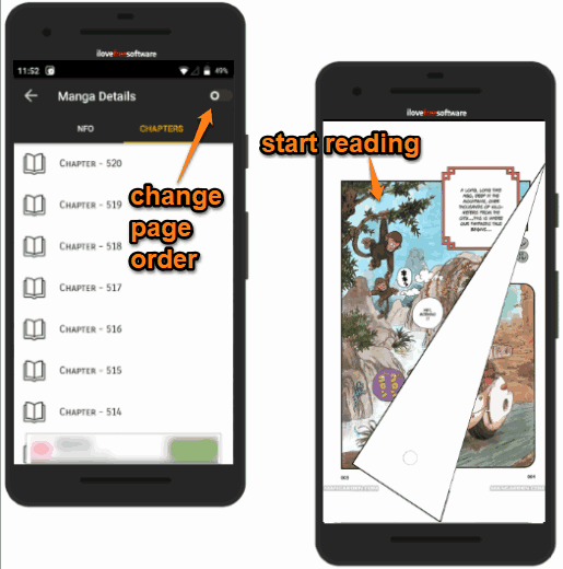 change page order and read manga