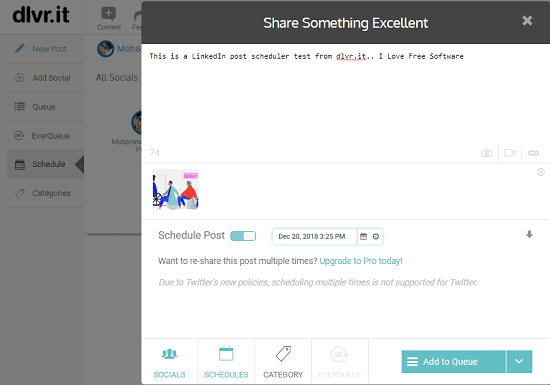 dlvr.it free linkedin post scheduler