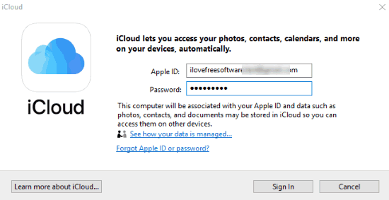 login with your icloud credentials