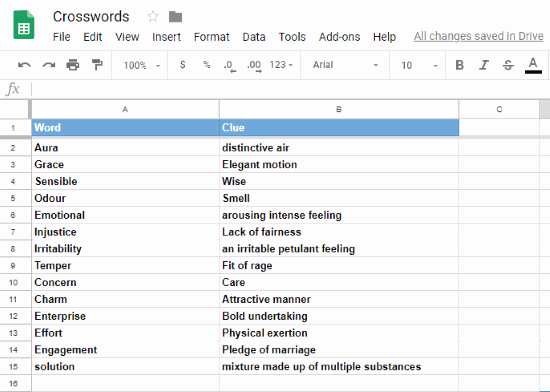 Customize Crossword Template