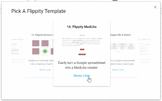 Flippity Mad Libs template