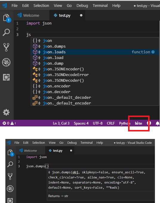 Kite AI code autocomplete in action