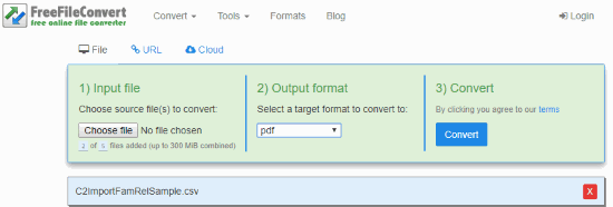 Online CSV to PDF converter